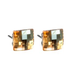Náušnice se Swarovski Elements diskočtverec Light Topaz 10 mm
