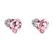 Stříbrné náušnice pecka s krystaly Swarovski růžové srdce 31139.3 Rose