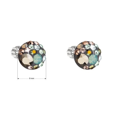 Stříbrné náušnice pecka s krystaly Swarovski mix barev kulaté 31336.4 Chameleon