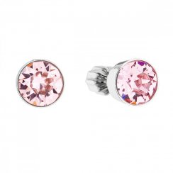 Stříbrné náušnice Swarovski pecka s krystaly růžové kulaté 31113.3 Light Rose