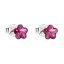 Stříbrné náušnice pecka s krystaly Swarovski tmavě růžová kytička 31080.3 Fuchsia
