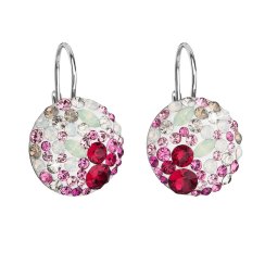 Strieborné náušnice visiace s kryštálmi Swarovski mix farieb okrúhle 31176.3 Sweet Love