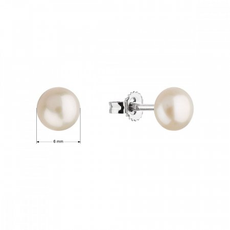 Stříbrné náušnice pecky s bílou říční perlou 21064.1 Bílá