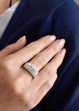 Stříbrný prsten s krystaly Swarovski bílý 35014.1 Krystal