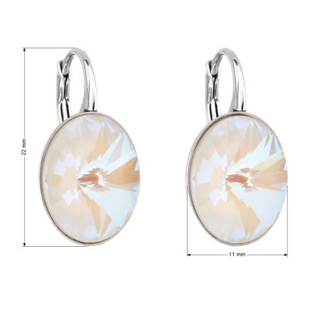 Stříbrné náušnice visací s krystaly Swarovski bílý ovál 31275.4 Light Grey Delite