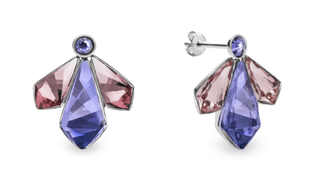 Náušnice fialové sa Swarovski Elements Falena KDF47313TAAP Tanzanite