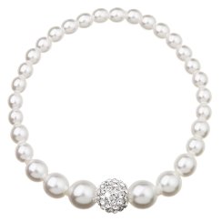 Perlový náramok s krištáľmi Preciosa 33063.1 Biely