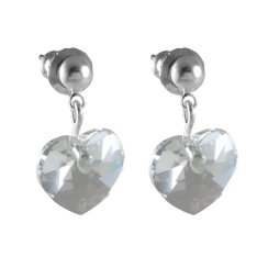Náušnice so Swarovski Elements biele srdiečko Krystal 10 mm
