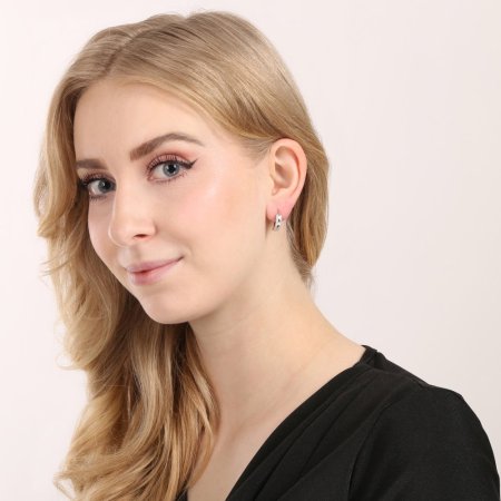 Stříbrné visací náušnice půlkruhy se zirkony 11663.1