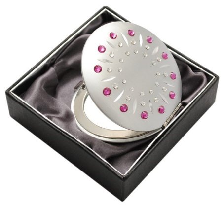 Kosmetické kapesní zrcátko se Swarovski Elements sun fuchsia EL-01.12