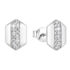 Strieborné náušnice pecka so zirkónom v bielej farbe 11108.1