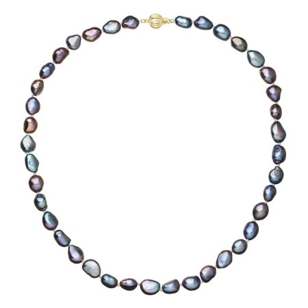Perlový náhrdelník z riečnych perál so zapínaním zo 14 karátového zlata 922027.3/9272A peacock