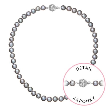 Perlový náhrdelník z riečnych perál so zapínaním z bieleho 14 karátového zlata 822028.3/9264B grey