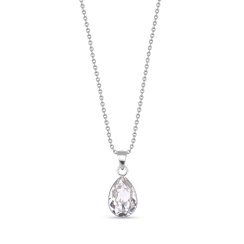 Strieborný náhrdelník so Swarovski Elements číra kvapka Baroque N432010C Kryštál