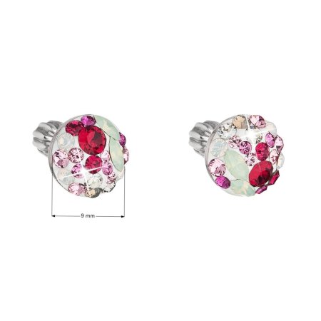 Stříbrné náušnice pecka s krystaly Swarovski mix barev kulaté 31336.3 Sweet Love