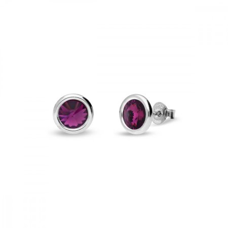Náušnice fialové sa Swarovski Elements Tiny Bonbon Studs KR1122SS29AM Amethyst 6 mm