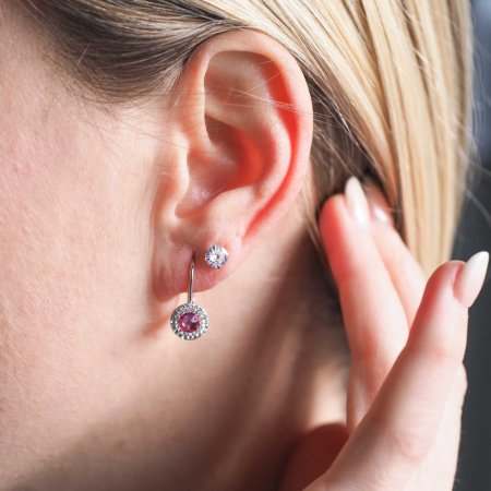 Sada šperkov s kryštálmi Swarovski náušnice a prívesok ružové okrúhle 39109.3 Lt. rose