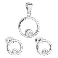 Sada šperkov so zirkónom náušnice a prívesok biely kruh 19018.1