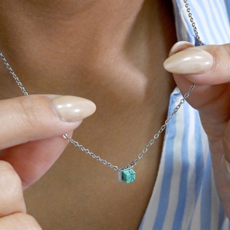 Náhrdelník s tyrkysem 42039.3 ocel