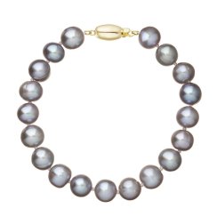Perlový náramek z říčních perel se zapínáním ze 14 karátového zlata 923010.3/9271A grey