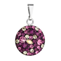 Strieborný prívesok s kryštálmi Swarovski fialový okrúhly 34225.3 Amethyst