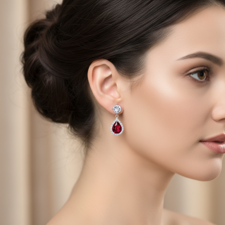 Strieborné náušnice visiace s kryštálmi Swarovski Elements Briselle KCP4320SCC Scarlet