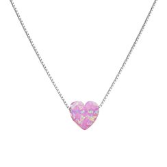 Stříbrný náhrdelník se syntetickým opálem růžové srdce 12048.3 Pink s. Opal