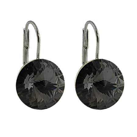 Náušnice čierne Rivoli so Swarovski Elements Jet 14 mm