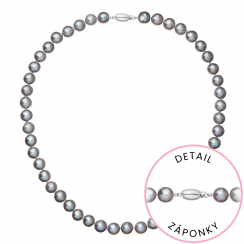 Perlový náhrdelník z riečnych perál so zapínaním z bieleho 14 karátového zlata 822028.3/9271B grey