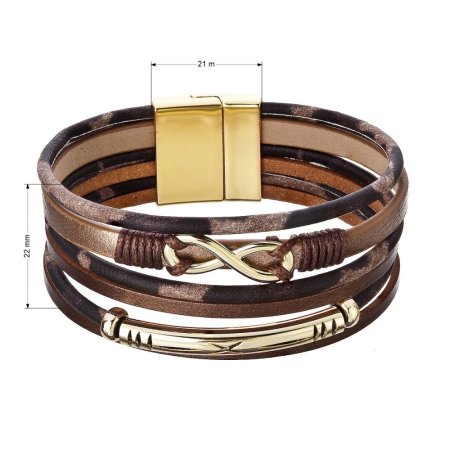 Náramek textilní široký s ozdobou infinity 53011.3 brown