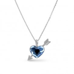 Náhrdelník modrý so Swarovski Elements srdce Heart NS2808DB Denim Blue