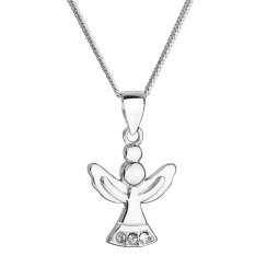 Strieborný náhrdelník anjel so Swarovski kryštálmi biely 32078.1 Krystal