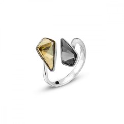 Prsteň zlatý-sivý sa Swarovski Elements Kite P4731GSSN Golden Shadow-Silver Night
