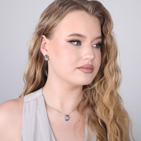 Strieborný prívesok s kryštálmi Swarovski modrý obdĺžnik 34194.3 Blue Style