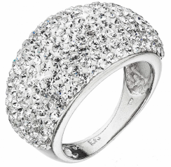 Stříbrný prsten velký s křišťály Preciosa bílý 35028.1 Krystal