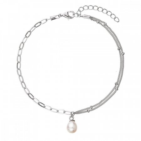 Perlový náramok z pravou riečnou perlou ovál biely 23014.1