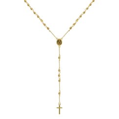 Zlatý 14 karátový náhrdelník růženec s křížem a medailonkem s Pannou Marií RŽ10 zlatý
