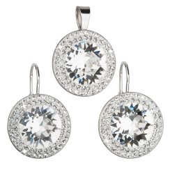 Sada šperků s krystaly Swarovski náušnice a přívěsek bílé kulaté 39108.1 Krystal