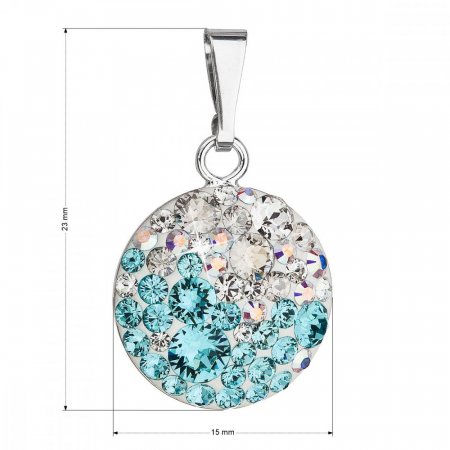 Stříbrný přívěsek s krystaly Swarovski modrý kulatý 34225.3 Light Turquoise