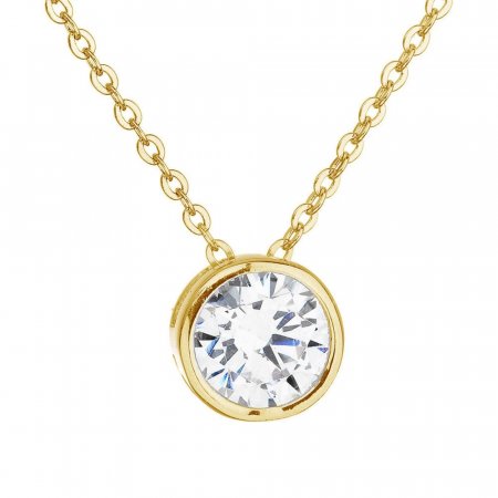 Zlatý 14 karátový náhrdelník s bílým zirkonem 92Z00013 Krystal