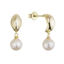 Pozlátené náušnice kruhy so zavesenou riečnou perlou 21128.1