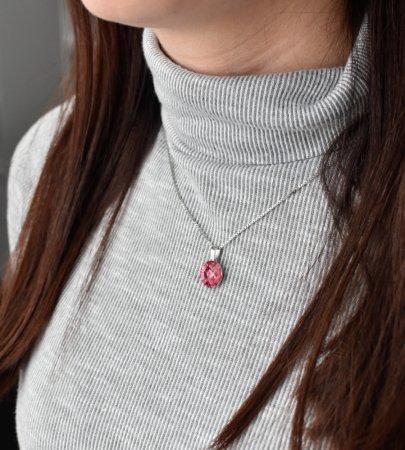 Strieborný prívesok s kryštálmi Swarovski ružový okrúhly rivoli 34112.3 Rose