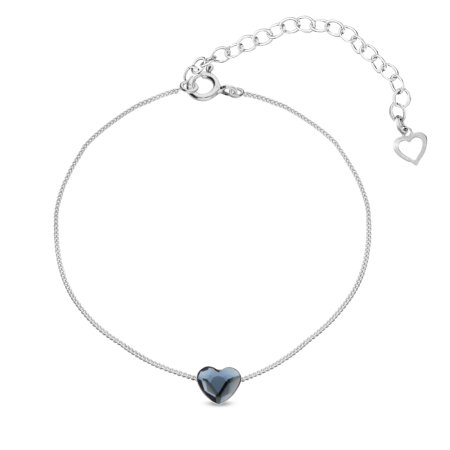 Náramek modrý se Swarovski Elements Heart B28086DB Denim Blue - Velikost: L