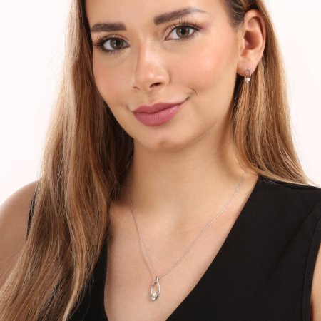 Perlová souprava ovál s bílou říční perlou 29076.1B