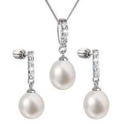Perlová súprava z riečnych perál biela 29032.1B