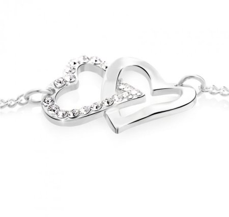 Náramok biele dvojsrdiečko so Swarovski kryštálmi srdce Krystal