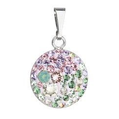 Stříbrný přívěsek s krystaly Swarovski mix barev kulatý 34225.3 Sakura