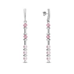 Stříbrné náušnice růžové se Swarovski Elements Clematis K58105328RLR Light Rose