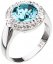 Stříbrný prsten s krystaly Swarovski modrý kulatý 35026.3 Light Turquoise