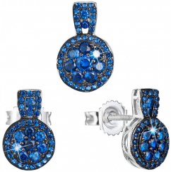 Sada šperkov so zirkónom náušnice a prívesok modrej okrúhle 19024.3 Blue Zircon